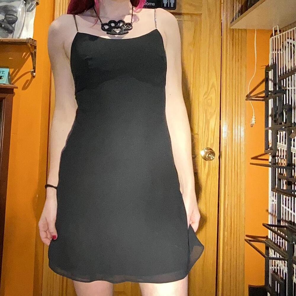 Black y2k 90s babydoll a line mini dress